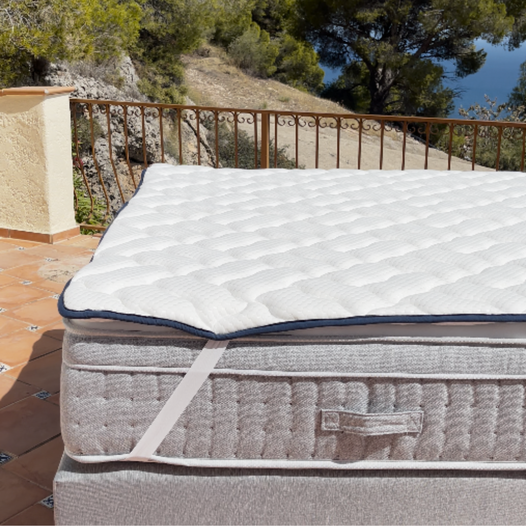 Surmatelas 2 en 1 côté FRESH été + côté mousse mémoire de forme - TRES FRESH BLEU - TOPPER 5 cm