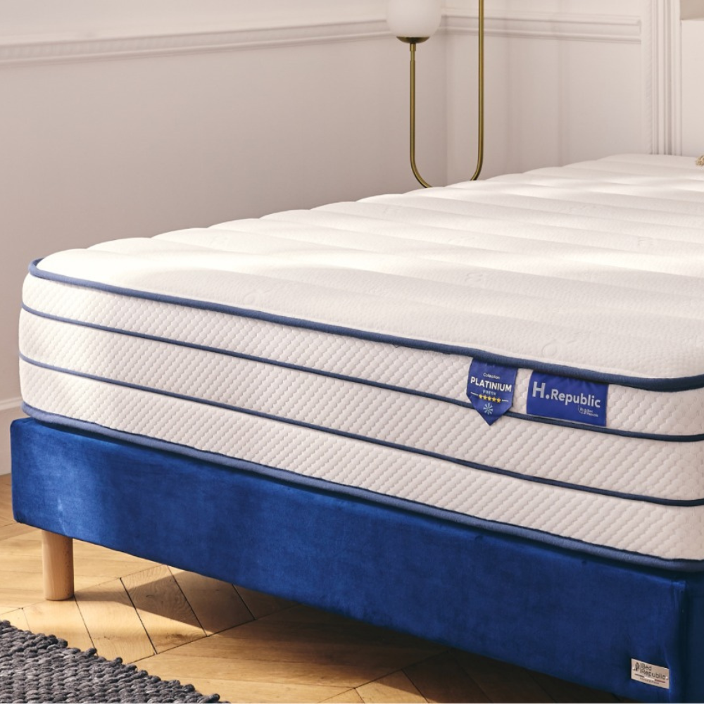 Matelas ressorts ensachés et deux faces : mousse mémoire de forme + Face été Mousse FRESH - BED PLATINIUM FRESH 29 cm