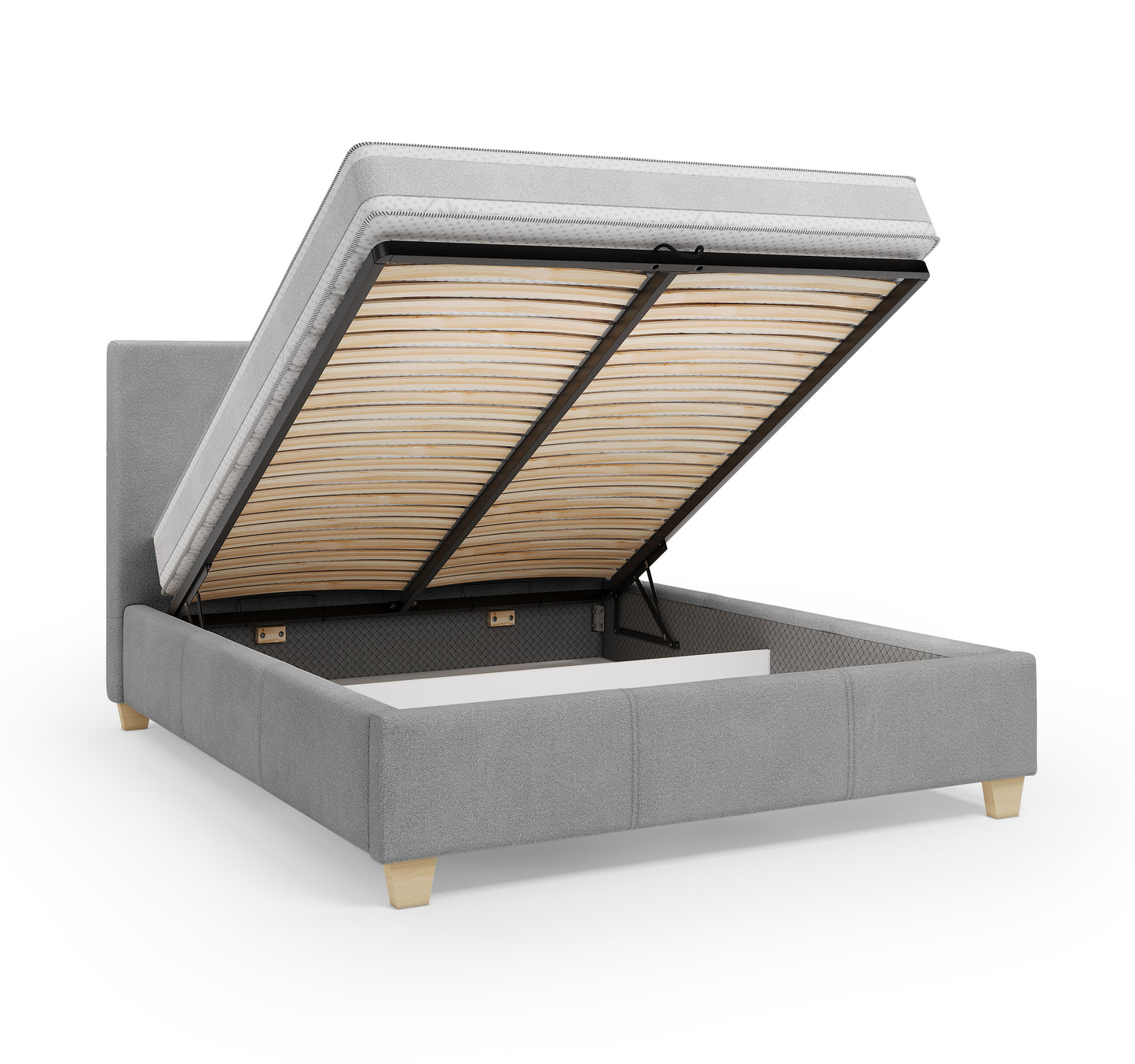 Lit coffre VIRGO - Avec tête de lit, coffre intégré