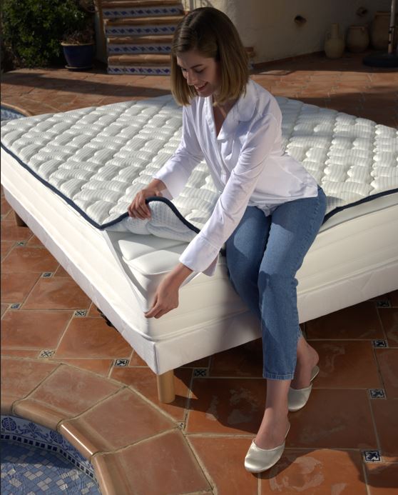 Surmatelas 2 en 1 côté FRESH été + côté mousse mémoire de forme - TRES FRESH BLEU - TOPPER 5 cm
