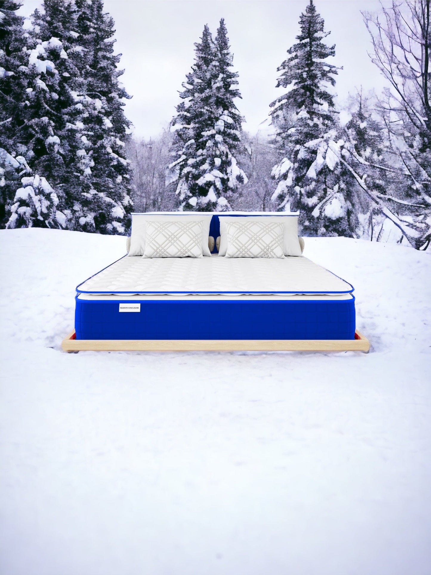 Surmatelas 2 en 1 côté FRESH été + côté mousse mémoire de forme - TRES FRESH BLEU - TOPPER 5 cm