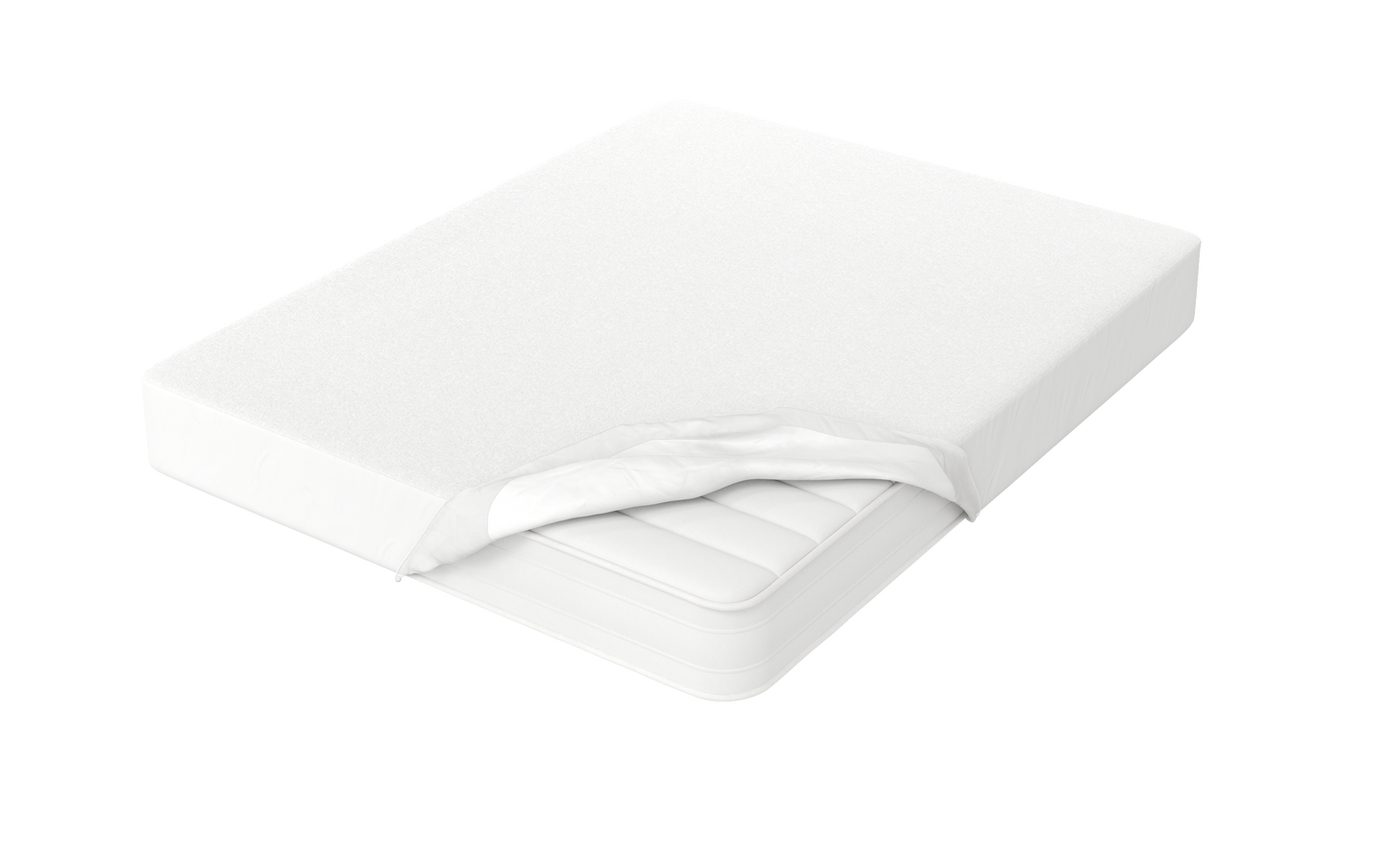 Protège matelas imperméable et respirant en tissu bouclette éponge 100% coton - blanc - BASIQUE