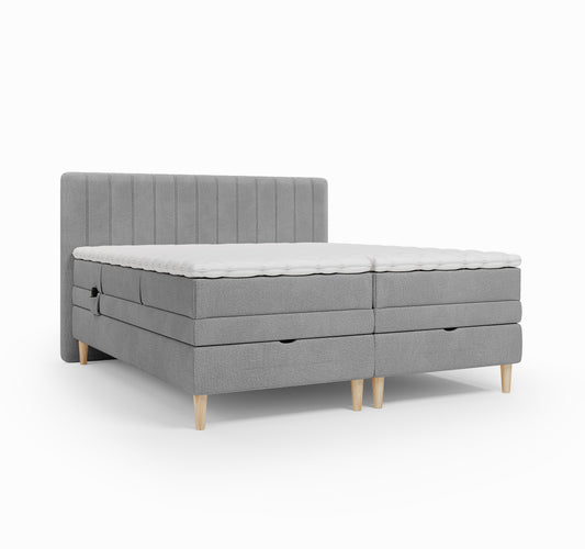 ELECTRIC BOXSPRING BED N°1 - With headboard, integrated storage, pocket spring mattress and topper included