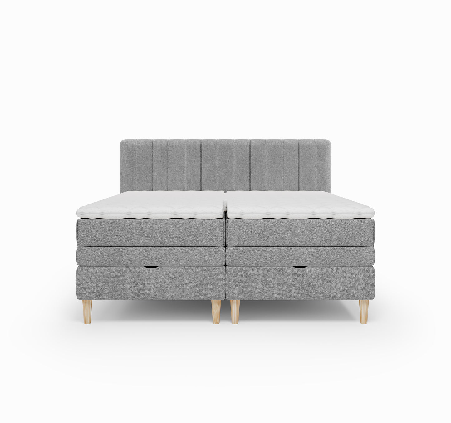 Lit BOXSPRING ELECTRIQUE FARO- Avec tête de lit, coffre intégré, matelas ressorts ensachés et surmatelas inclus