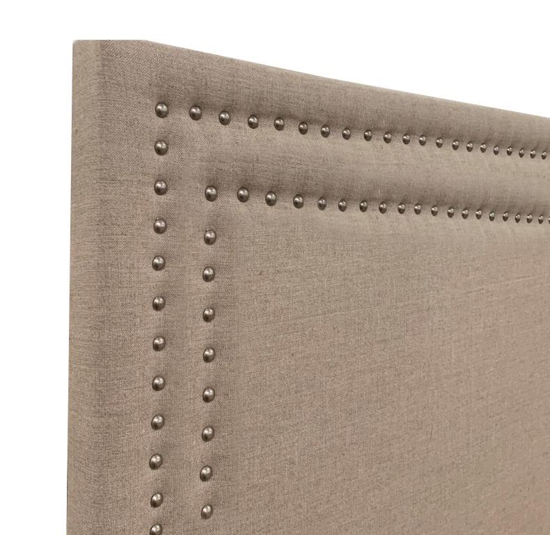 Tête de lit cloutée tissu beige - H120 cm - HELENA