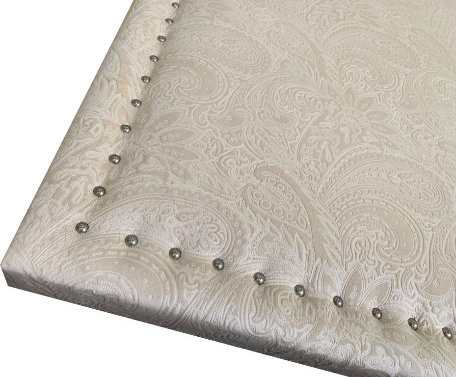 Tête de lit cloutée tissu beige - H120 cm - LINA