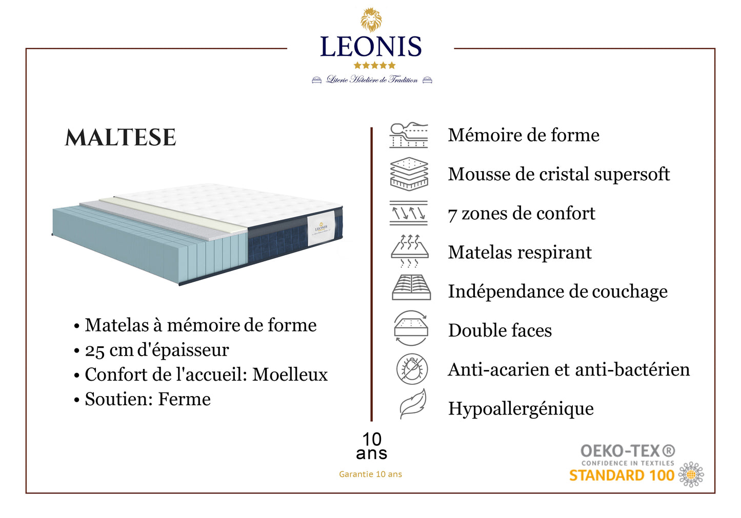 Matelas mousse mémoire de forme - MALTHESE 25 cm