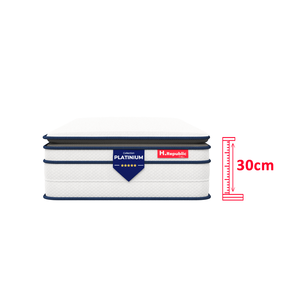 Matelas mousse mémoire de forme HD surmatelas intégré - HPLATINIUM PLUS 30 cm