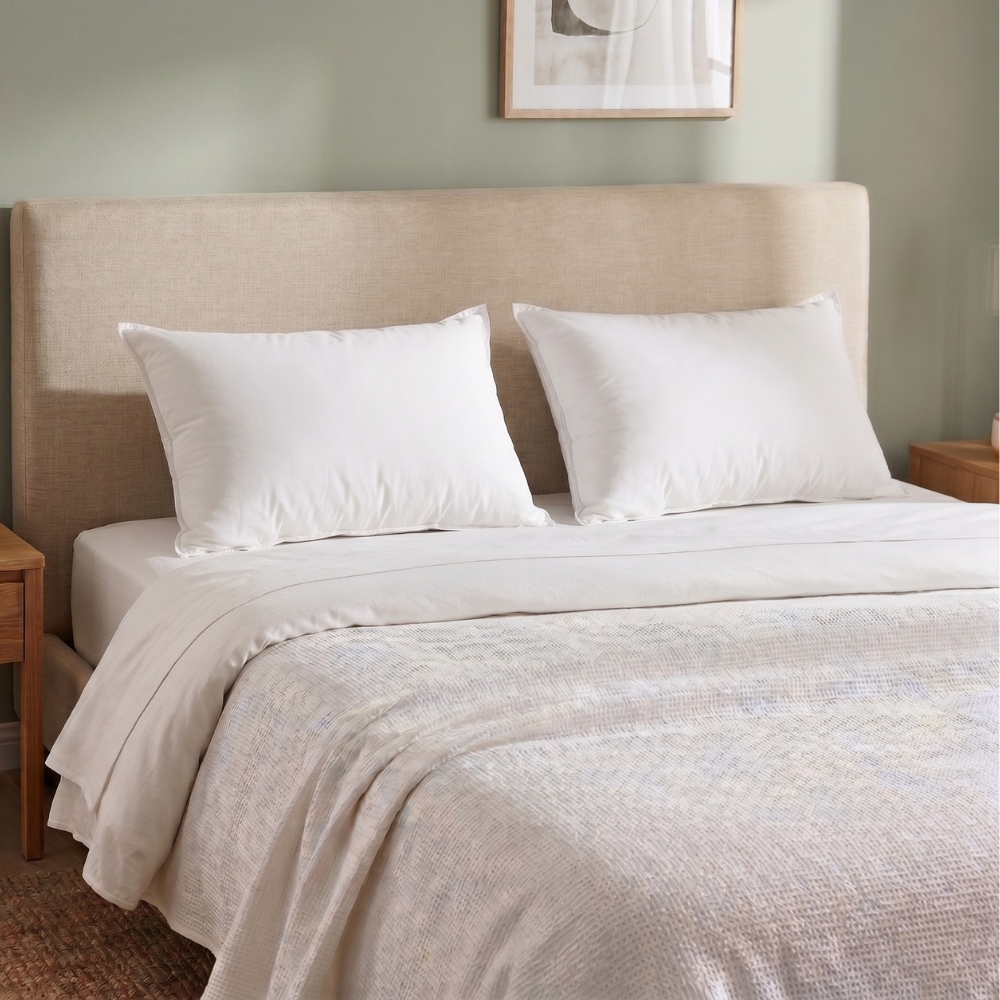 Oreiller hybride premium duvet naturel et nanofibres - Enveloppe 100% coton percale