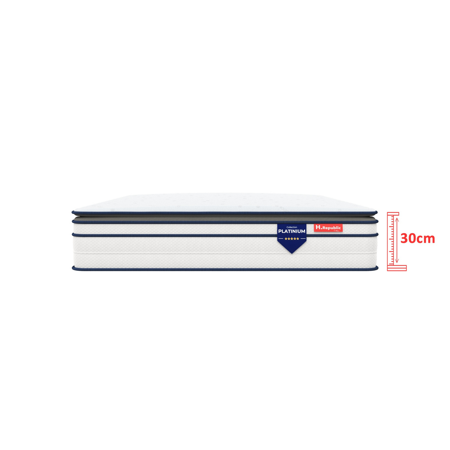 Matelas mousse mémoire de forme HD surmatelas intégré - HPLATINIUM PLUS 30 cm