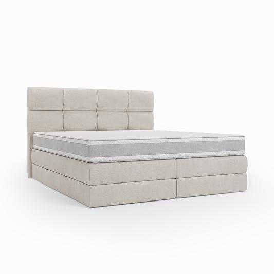 EDWARD BOXSPRING Bed - With headboard, integrated storage, pocket spring mattress included