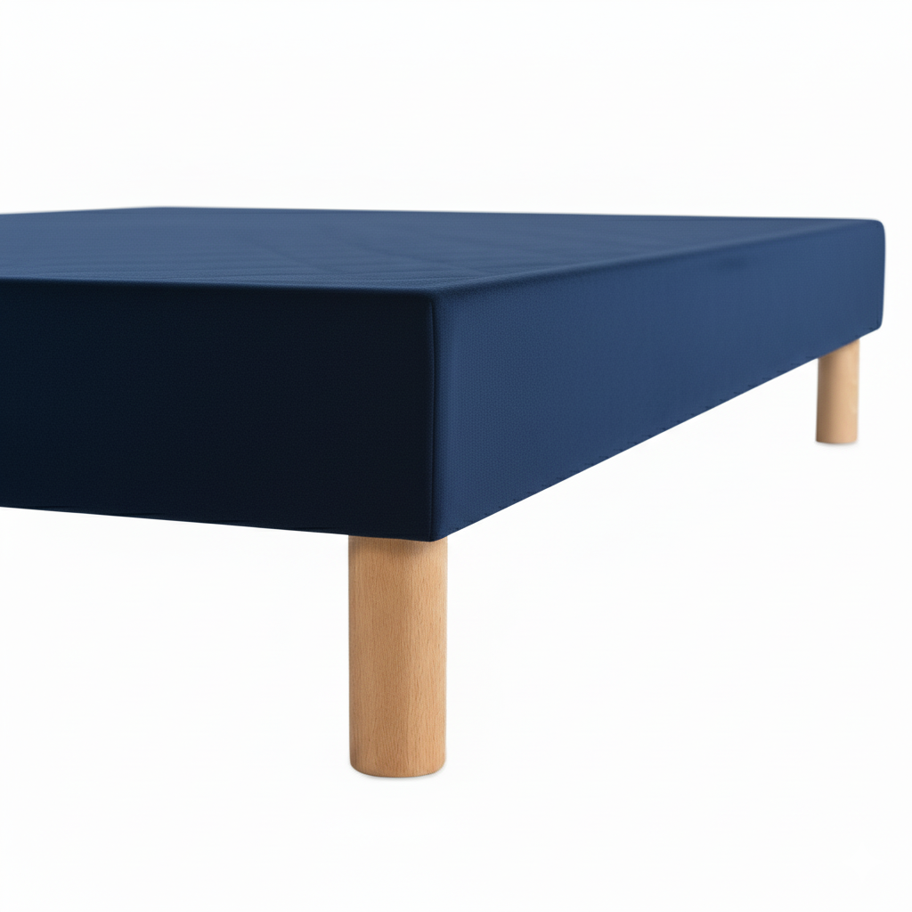 Sommier tapissier - 20 cm d'épaisseur - H 35 cm - Tissu velours bleu marine - REVERIES