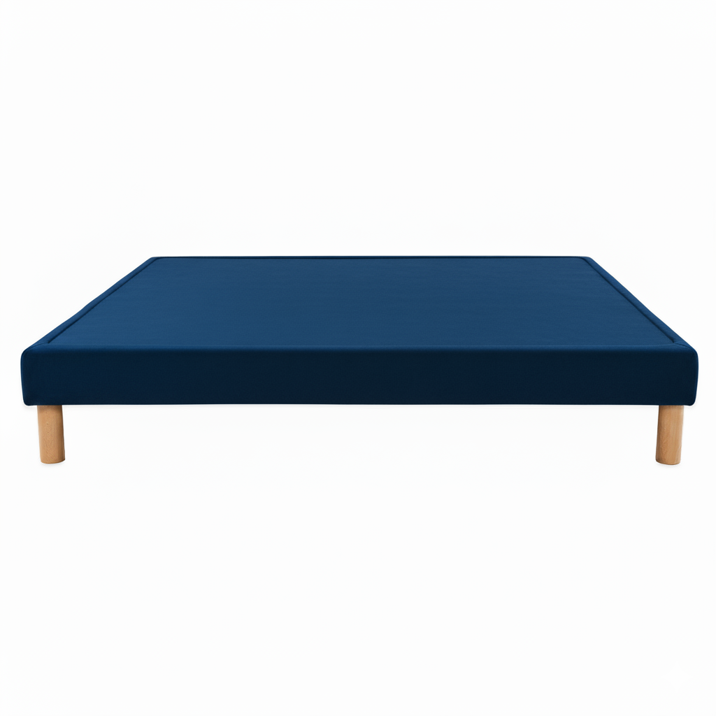 Sommier tapissier - 20 cm d'épaisseur - H 35 cm - Tissu velours bleu marine - REVERIES