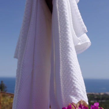 Pack 3 serviettes de toilette 100 % coton égyptien - LA SERVIETTE COTON CARREAUX