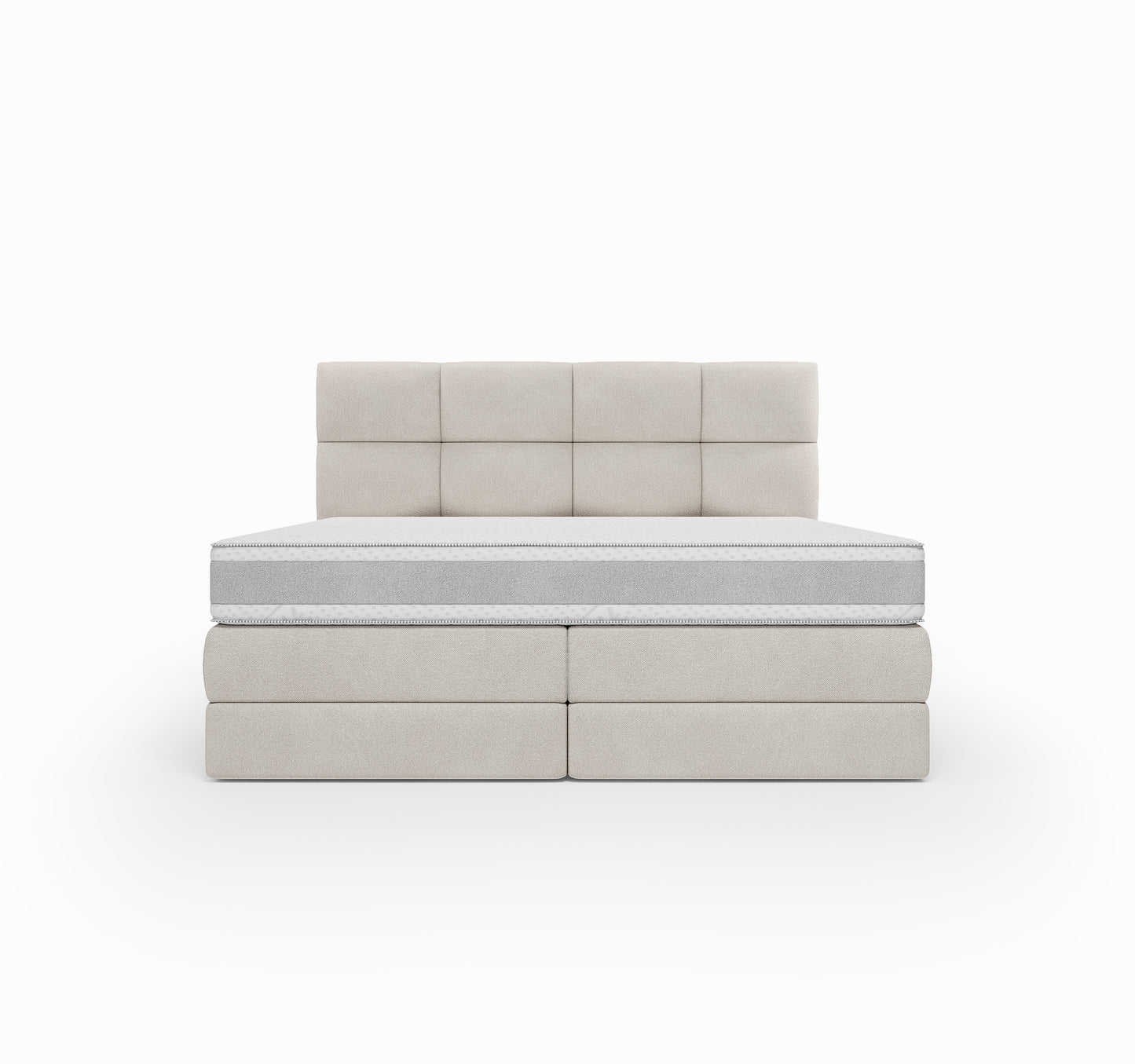 Lit BOXSPRING SIENA - Avec tête de lit, coffre intégré, matelas ressorts ensachés inclus