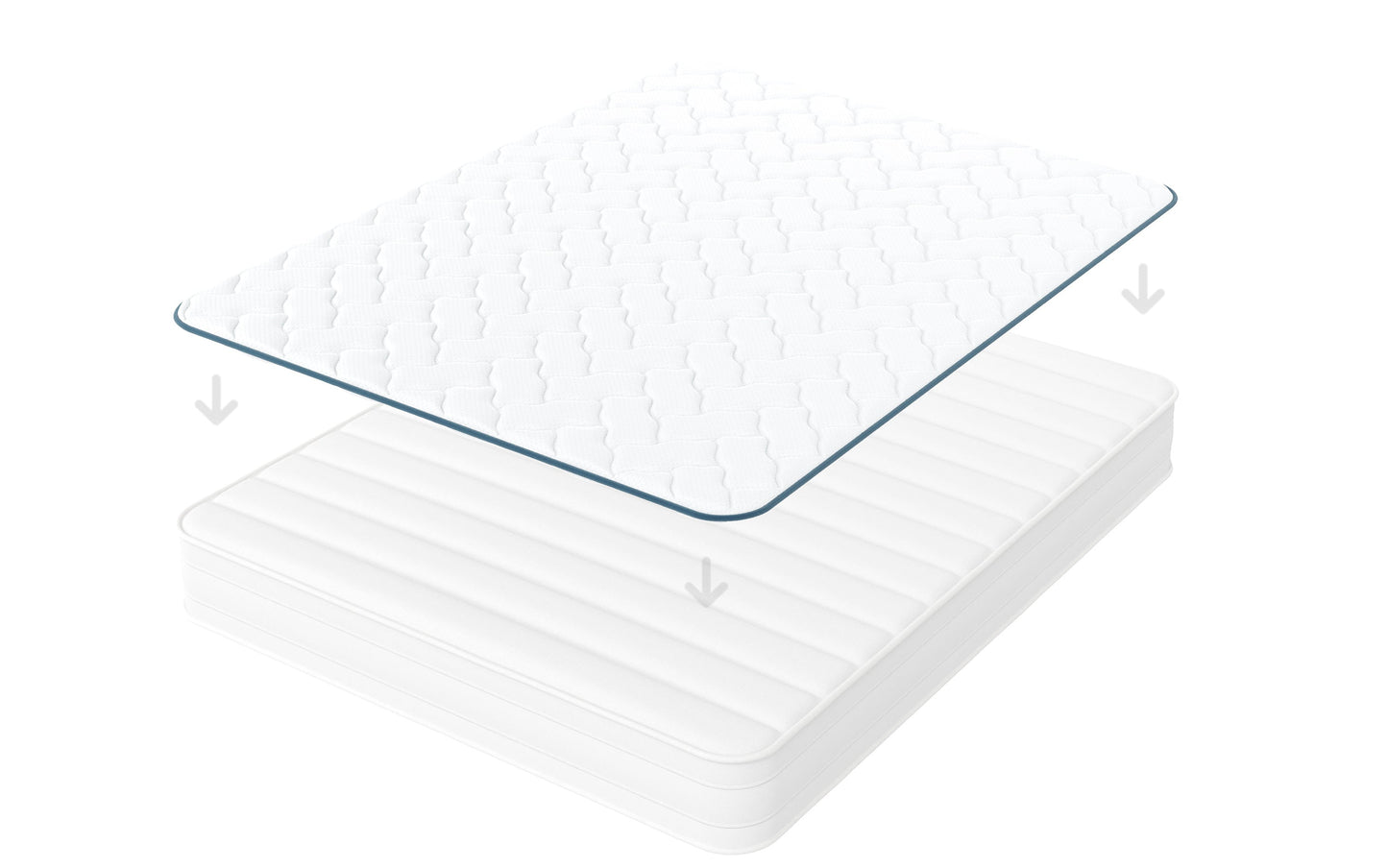 Surmatelas 2 en 1 côté FRESH été + côté mousse mémoire de forme - TRES FRESH BLEU - TOPPER 5 cm