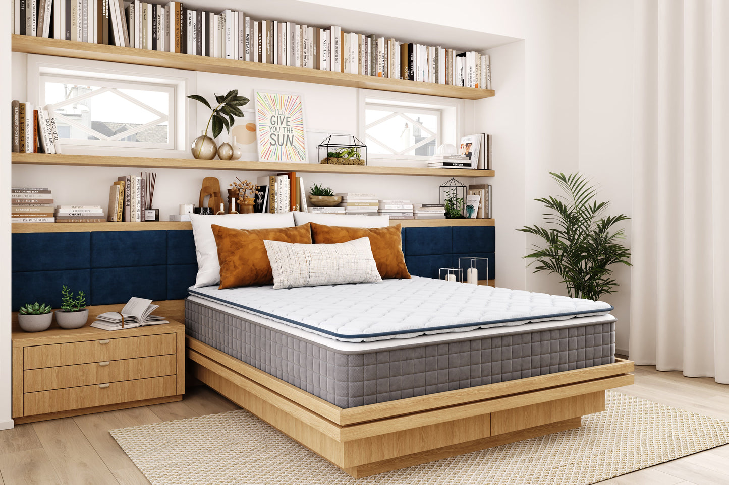 Surmatelas 2 en 1 côté FRESH été + côté mousse mémoire de forme - TRES FRESH BLEU - TOPPER 5 cm