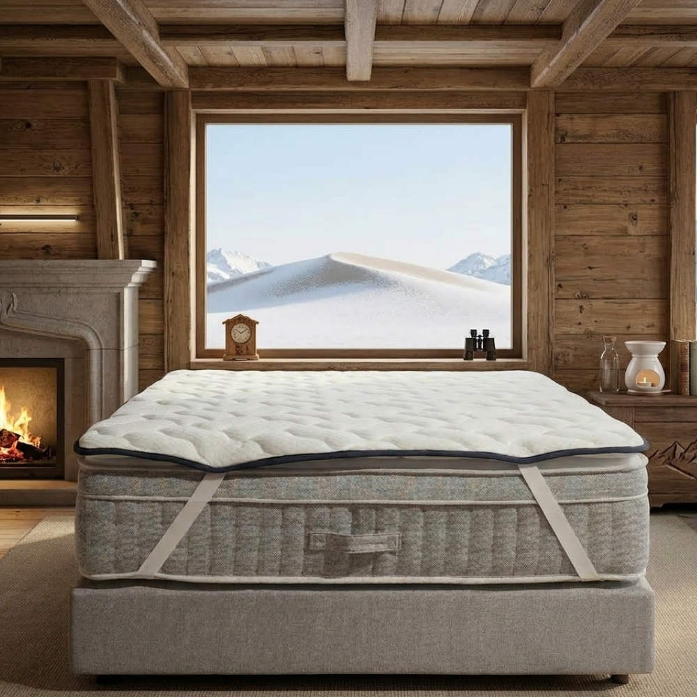 Surmatelas 2 en 1 côté FRESH été + côté mousse mémoire de forme - TRES FRESH BLEU - TOPPER 5 cm