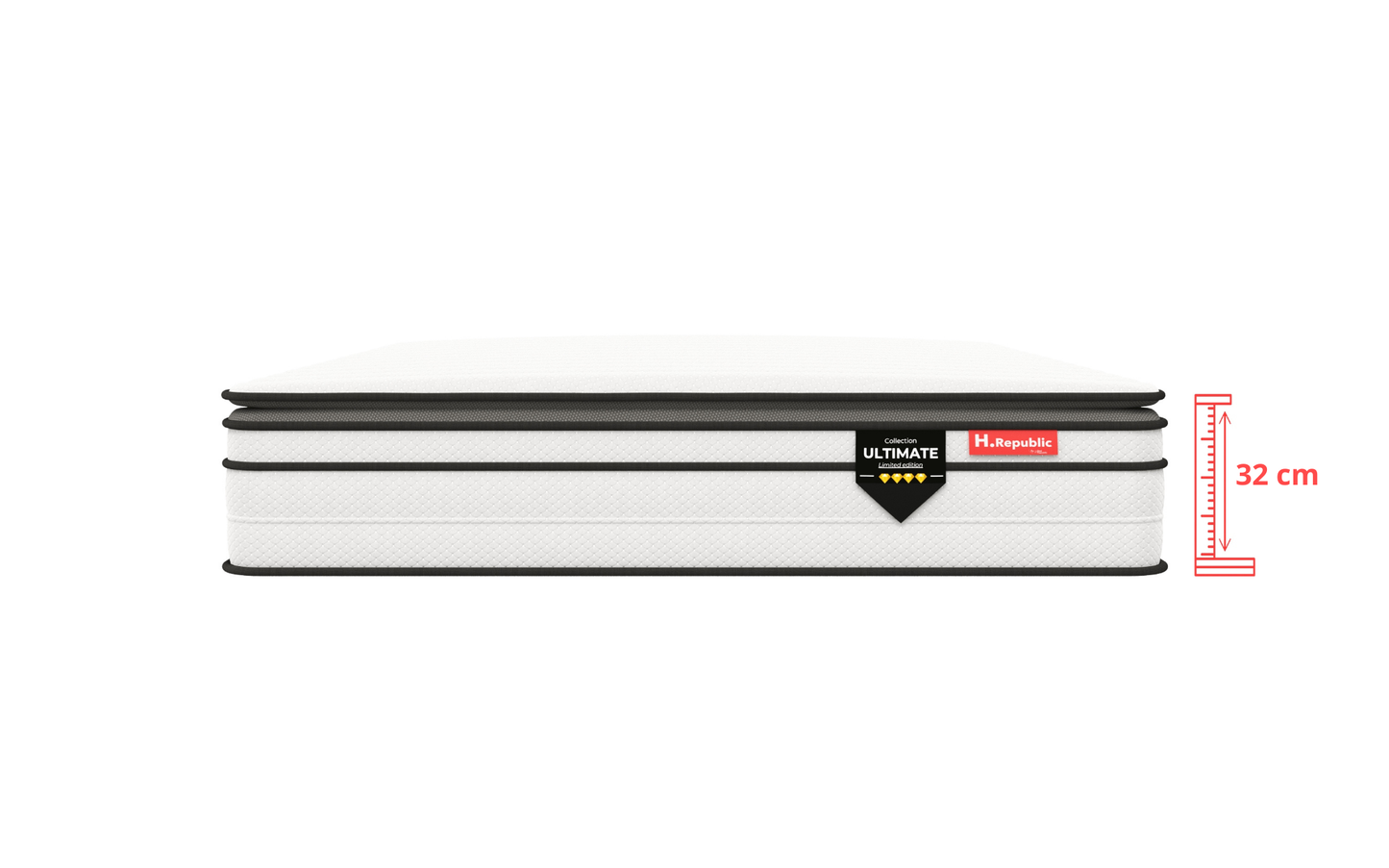 Matelas à ressorts ensachés et mousse mémoire de forme HD avec surmatelas intégré - HULTIMATE PLUS 32 cm