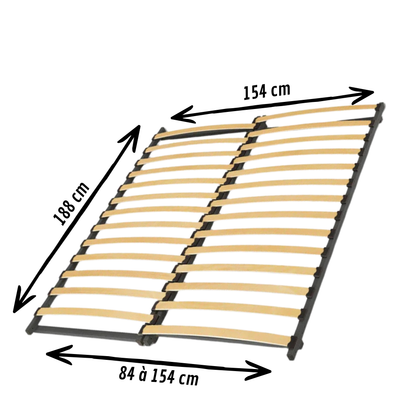 Sommier cadre à lattes extensible 84 à 154 x 188 cm - hêtre multiplis - CADREXTENSIBLE