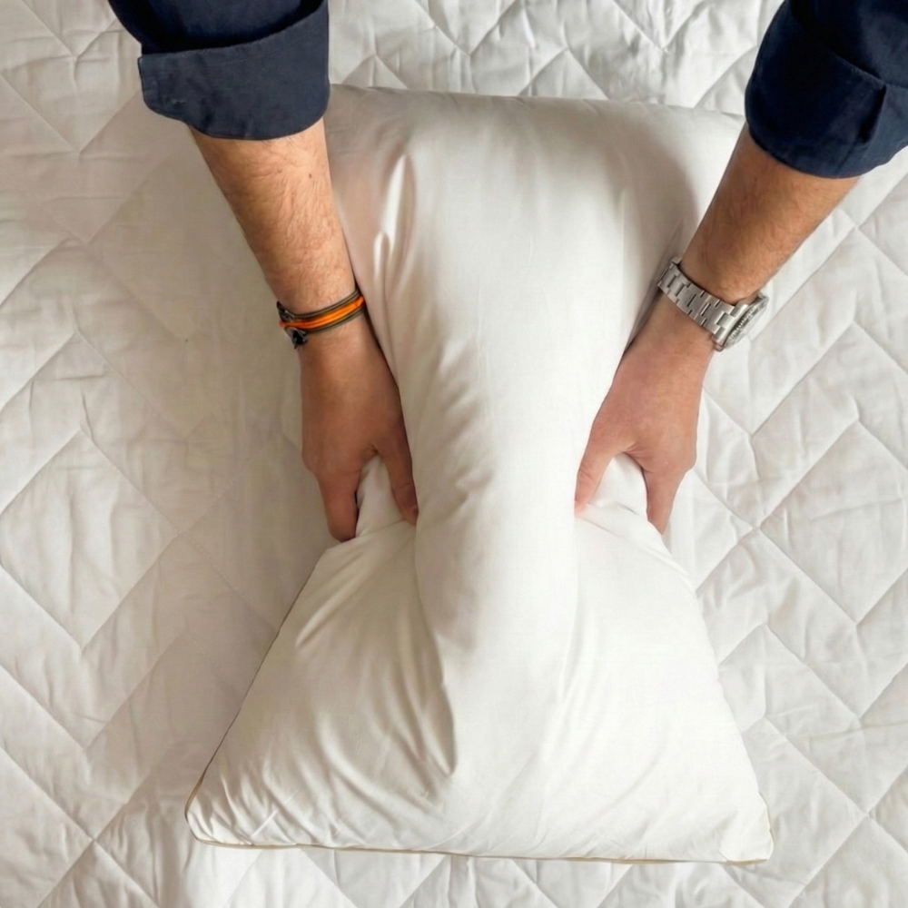 Oreiller Liseret doré 100% coton - Microfibre effet GEL - PREMIUM+