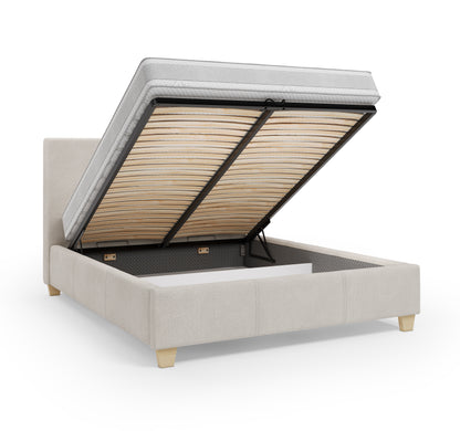 Lit coffre VIRGO - Avec tête de lit, coffre intégré