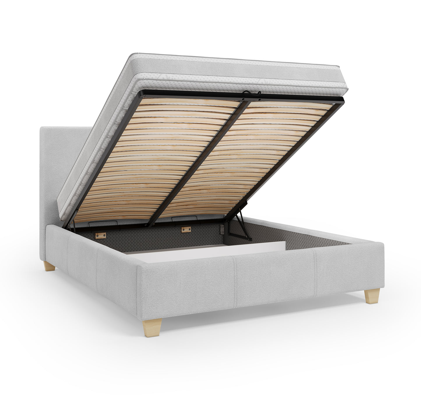 Lit coffre VIRGO - Avec tête de lit, coffre intégré