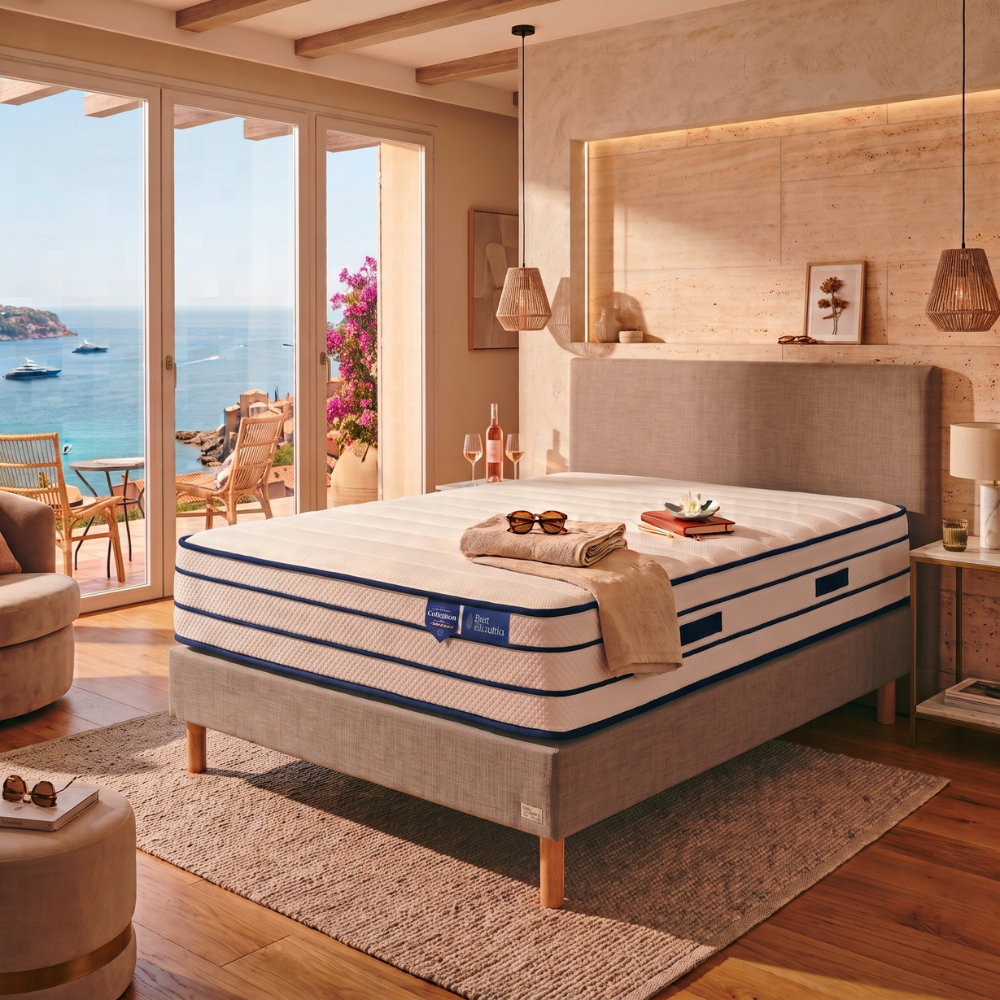 Matelas ressorts ensachés et deux faces : mousse mémoire de forme + Face été Mousse FRESH - BED PLATINIUM FRESH 29 cm