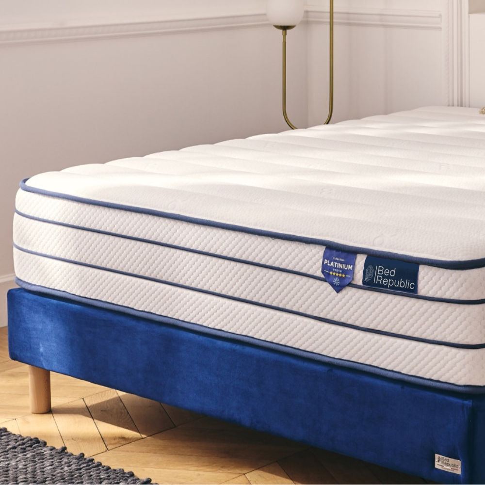Matelas ressorts ensachés et deux faces : mousse mémoire de forme + Face été Mousse FRESH - BED PLATINIUM FRESH 29 cm