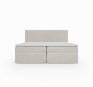 Lit BOXSPRING - avec tête de lit plate, coffre, matelas type boxbed à ressorts ensachés et surmatelas inclus - N°2