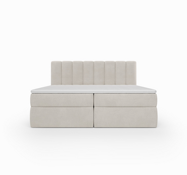 Lit BOXSPRING - avec tête de lit couture, coffre, matelas type boxbed à ressorts ensachés et surmatelas inclus - TRADITION