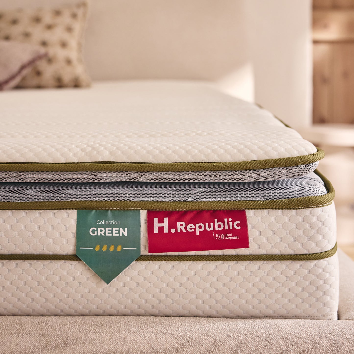 Matelas à ressorts ensachés et mousse mémoire de forme HD avec surmatelas intégré - HGREEN PLUS 30 cm