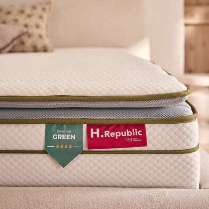 Matelas à ressorts ensachés et mousse mémoire de forme HD avec surmatelas intégré - HGREEN PLUS 30 cm