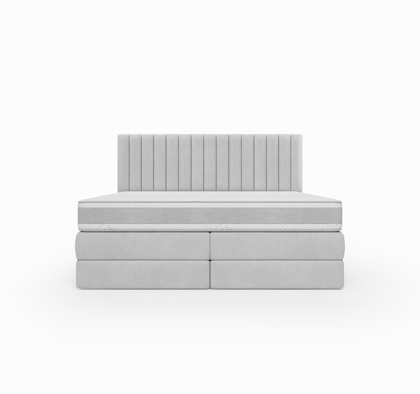 Lit BOXSPRING DIEGO - Avec tête de lit, coffre intégré, matelas ressorts ensachés inclus