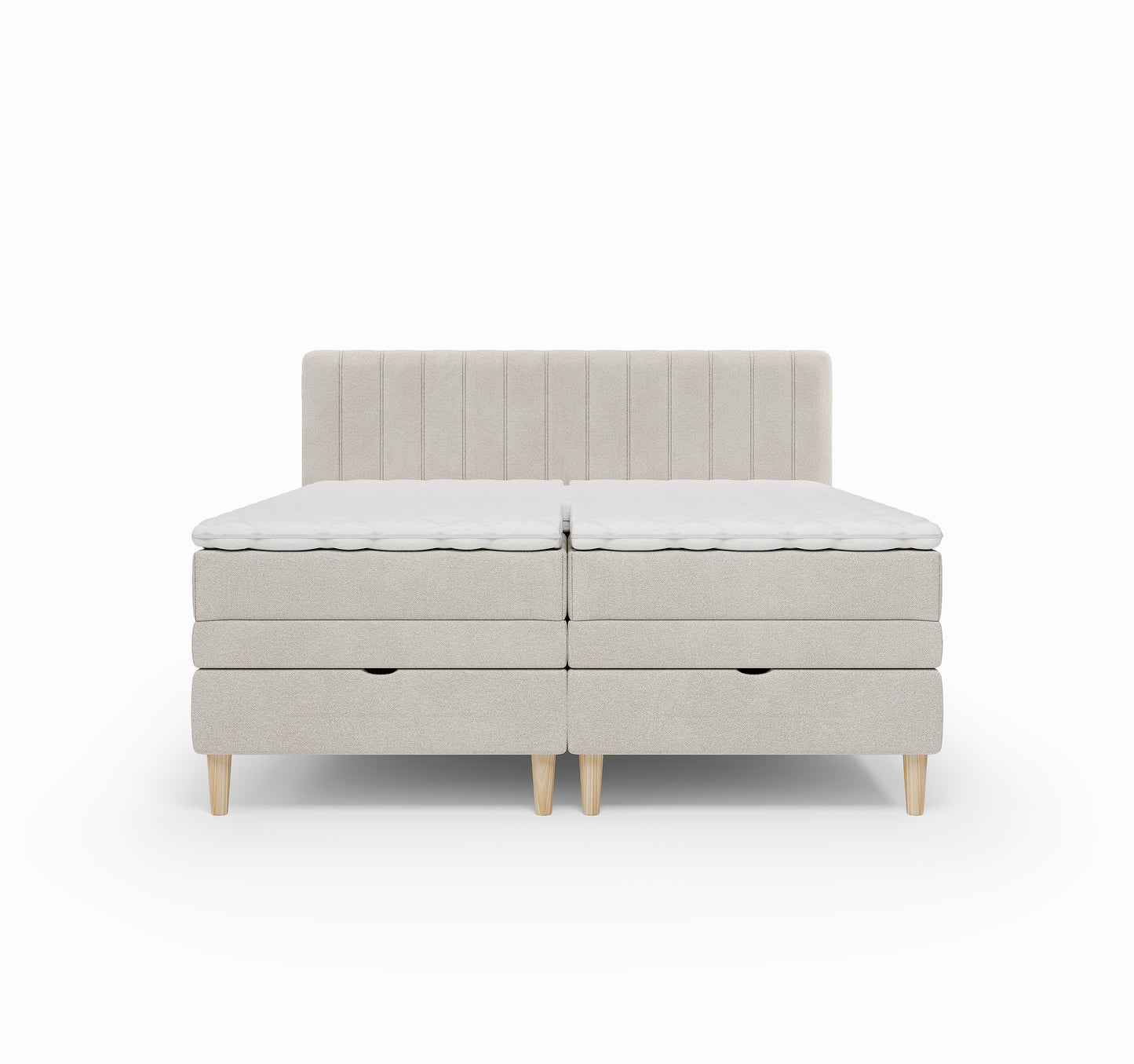 Lit BOXSPRING ELECTRIQUE FARO- Avec tête de lit, coffre intégré, matelas ressorts ensachés et surmatelas inclus