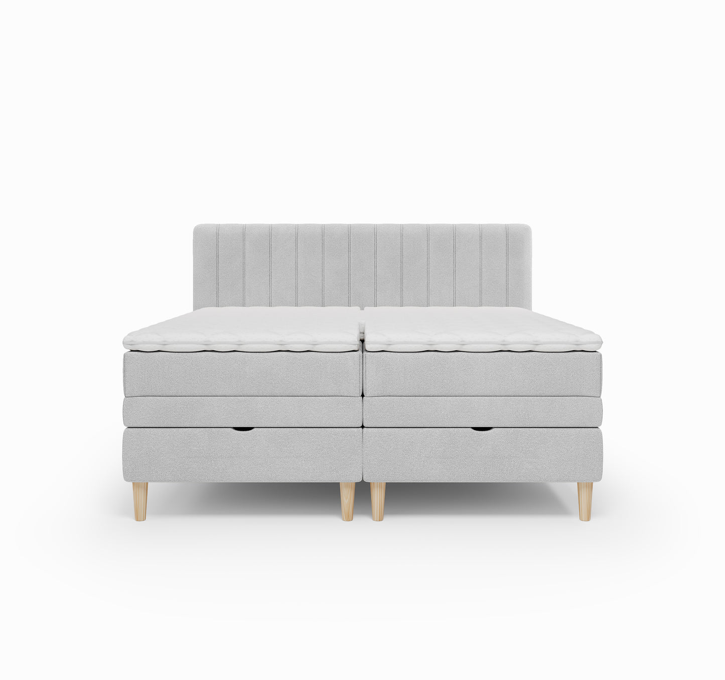 Lit BOXSPRING ELECTRIQUE FARO- Avec tête de lit, coffre intégré, matelas ressorts ensachés et surmatelas inclus