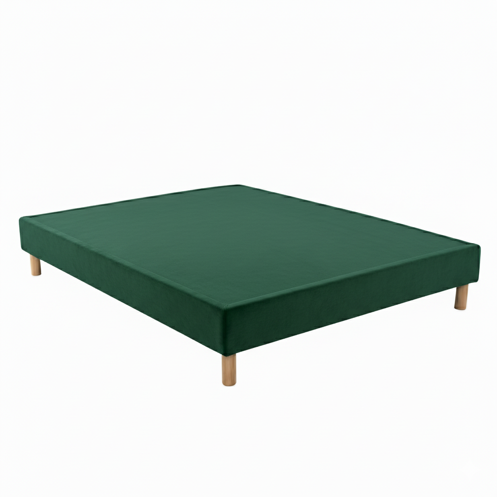 Sommier tapissier - 20 cm d'épaisseur - H 35 cm - Tissu velours - REVERIES