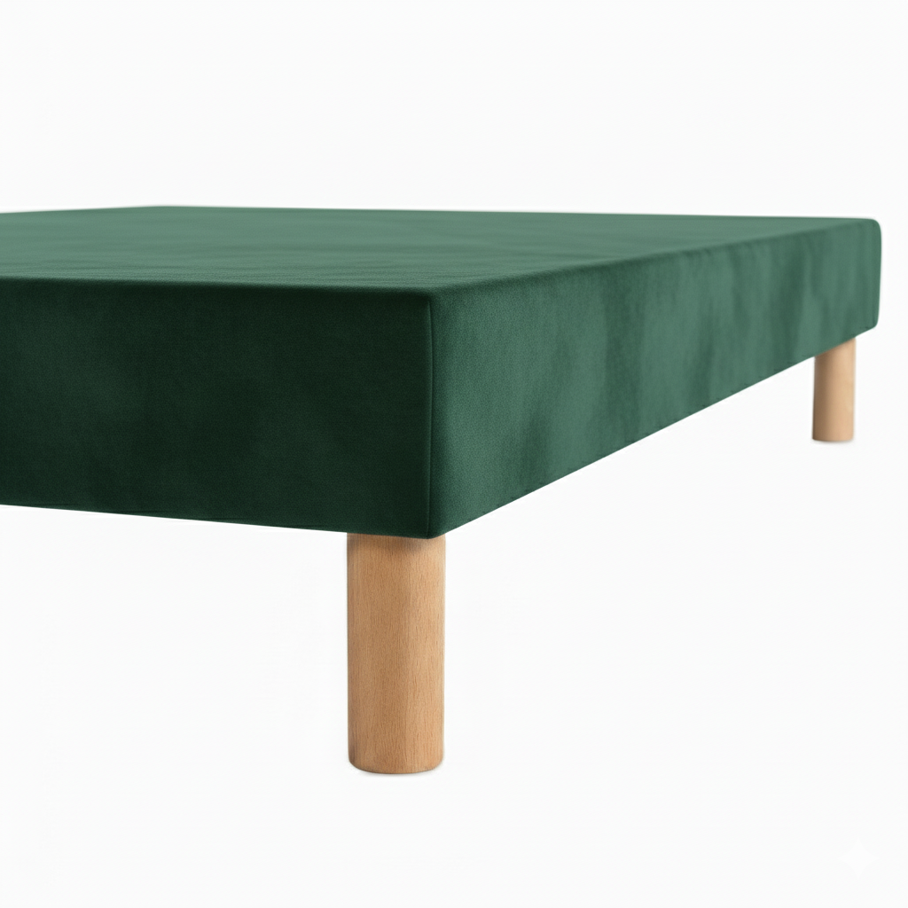 Sommier tapissier - 20 cm d'épaisseur - H 35 cm - Tissu velours - REVERIES