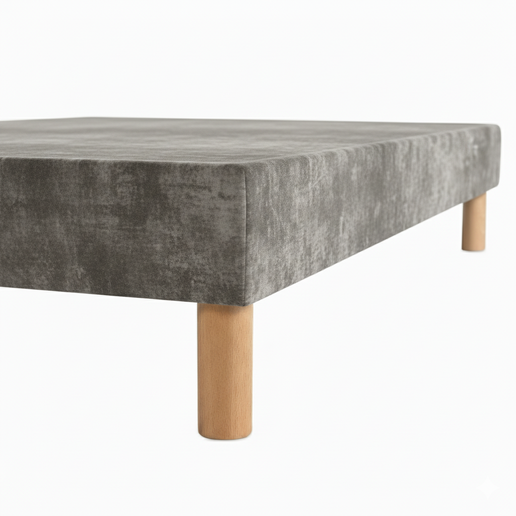 Sommier tapissier - 20 cm d'épaisseur - H 35 cm - Tissu velours - REVERIES