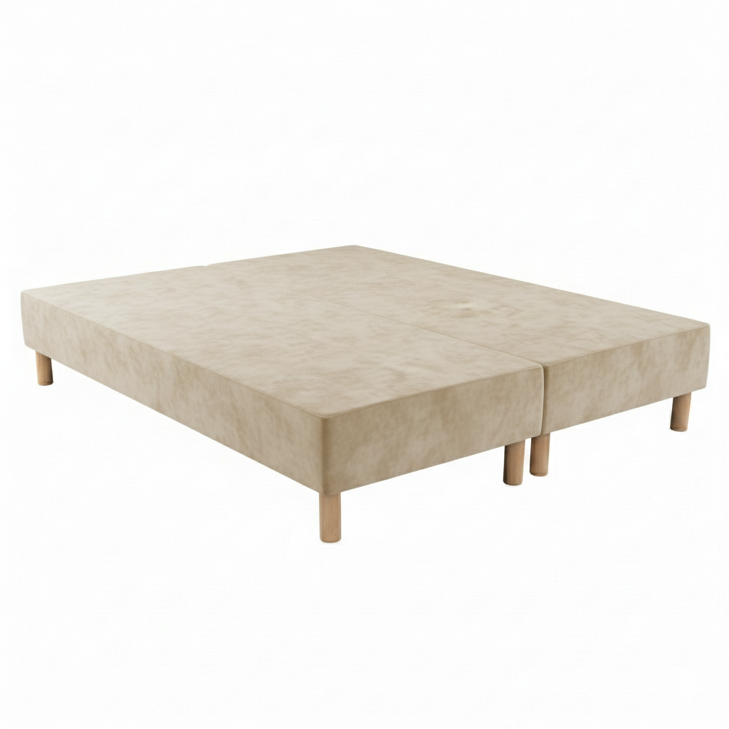 Sommier tapissier - 20 cm d'épaisseur - H 35 cm - Tissu velours - REVERIES