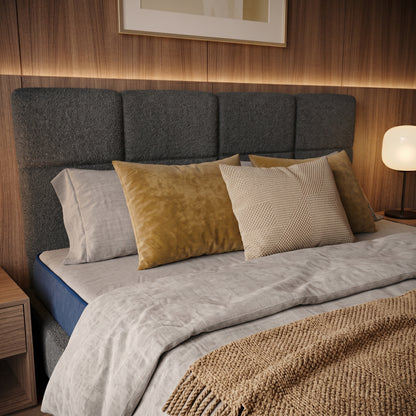 Lit BOXSPRING EDWARD - Avec tête de lit, coffre intégré, matelas ressorts ensachés inclus