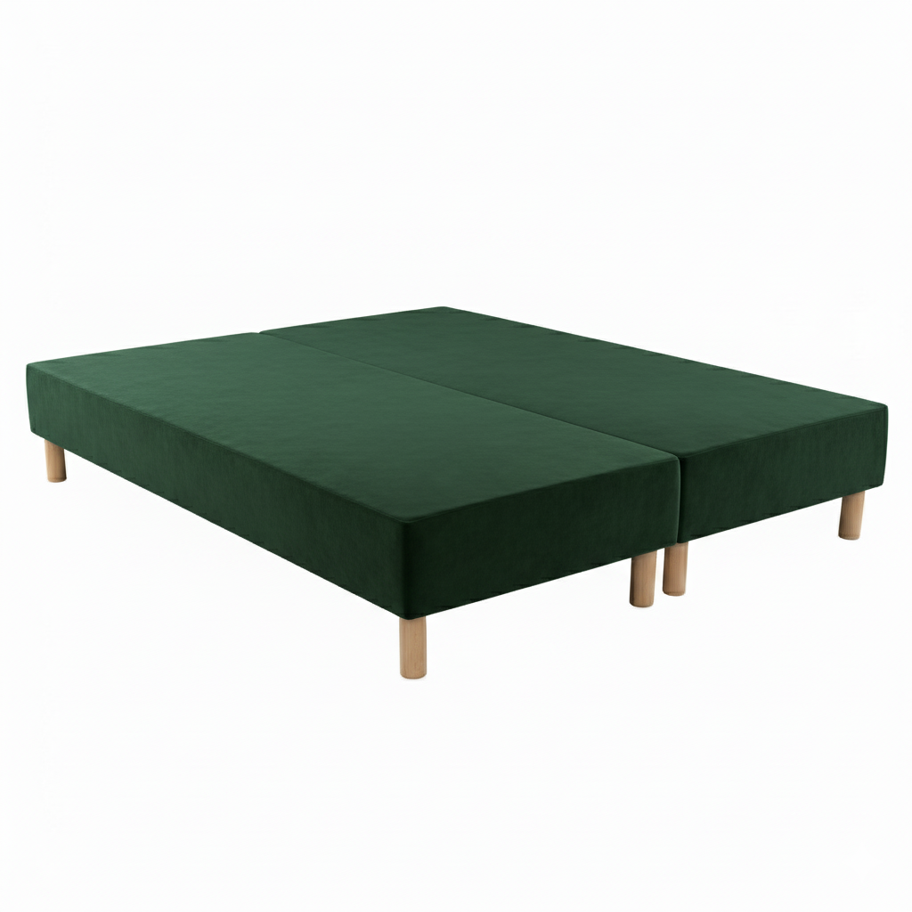 Sommier tapissier - 20 cm d'épaisseur - H 35 cm - Tissu velours - REVERIES