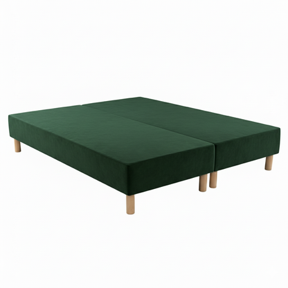 Sommier tapissier - 20 cm d'épaisseur - H 35 cm - Tissu velours - REVERIES