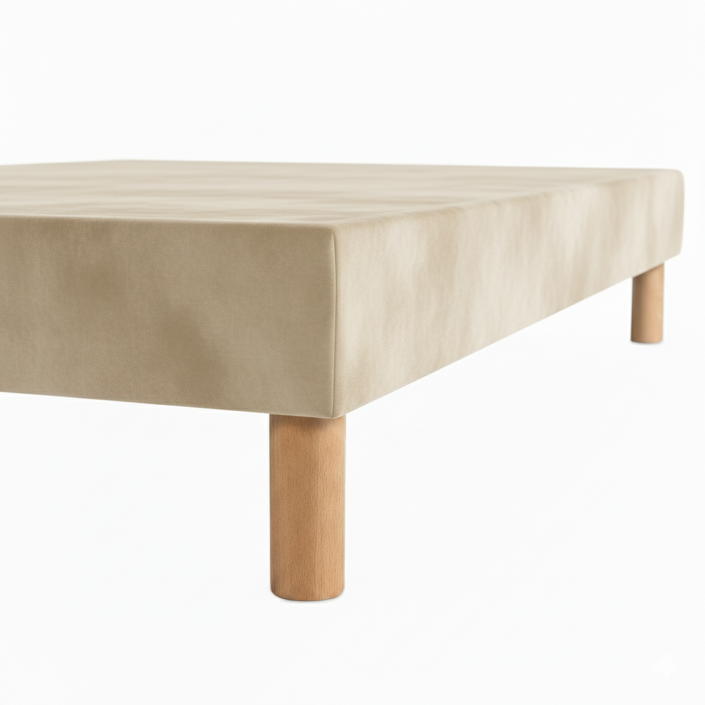 Sommier tapissier - 20 cm d'épaisseur - H 35 cm - Tissu velours - REVERIES