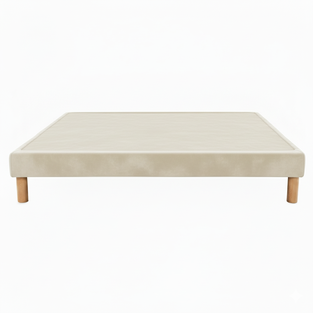 Sommier tapissier - 20 cm d'épaisseur - H 35 cm - Tissu velours - REVERIES