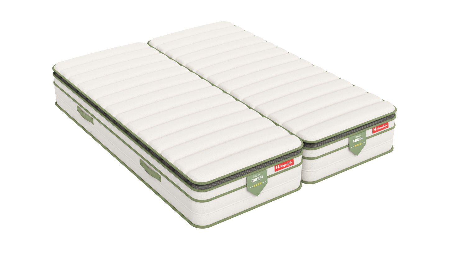 Matelas à ressorts ensachés et mousse mémoire de forme HD avec surmatelas intégré - HGREEN PLUS 30 cm