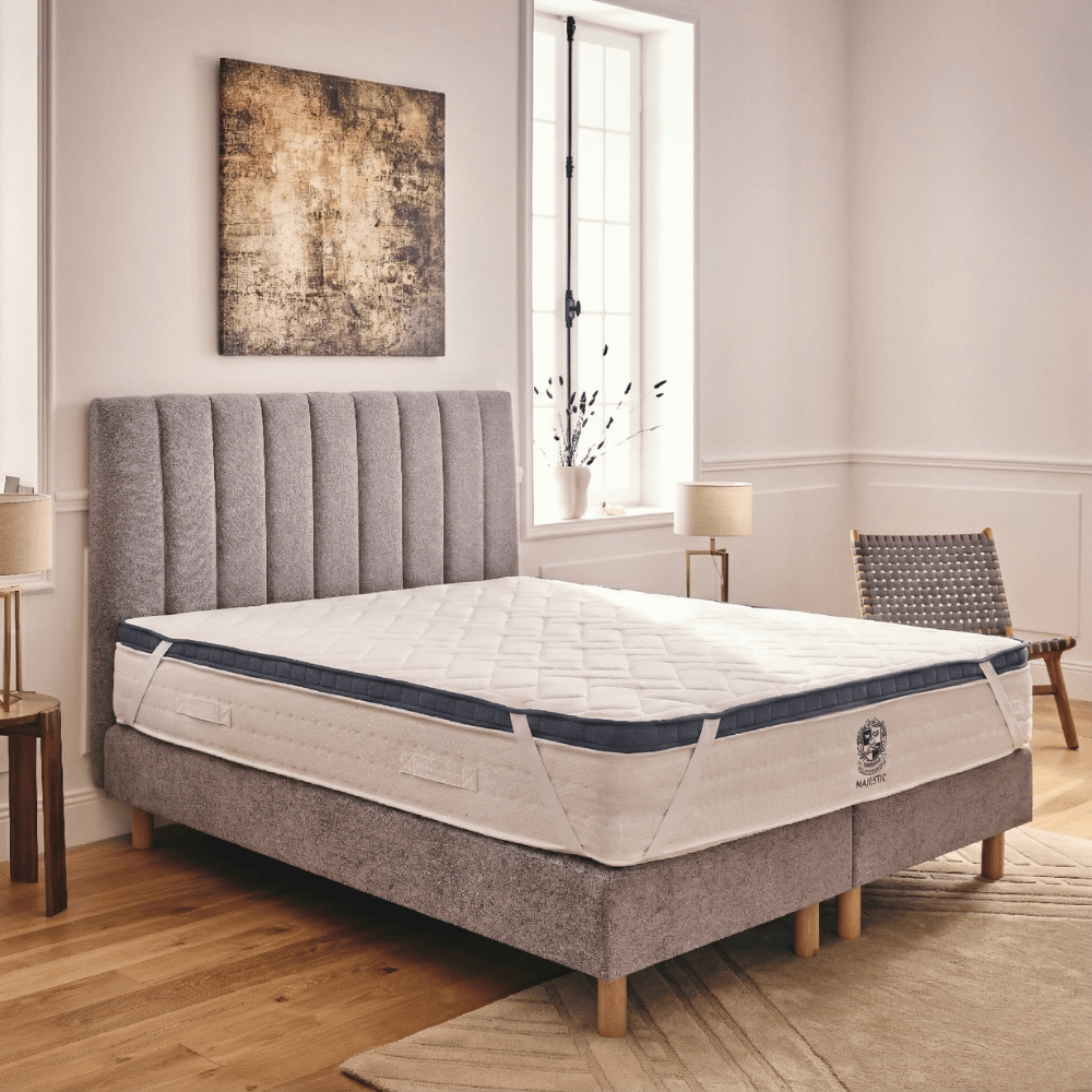Surmatelas 2 en 1 bleu marine - LEOTOP - TOPPER 5 cm
