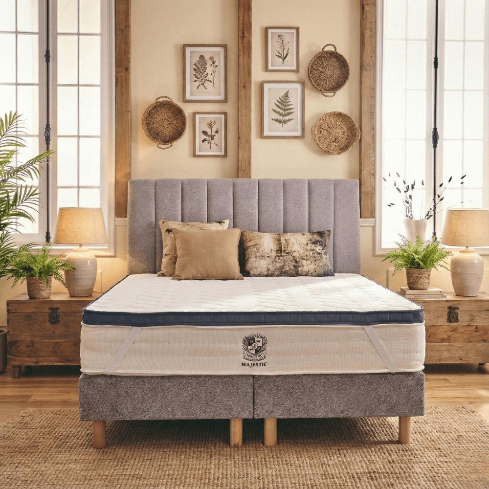 Surmatelas 2 en 1 bleu marine - LEOTOP - TOPPER 5 cm