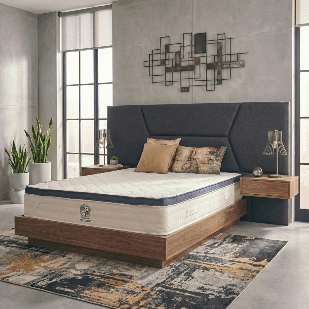 Surmatelas 2 en 1 bleu marine - LEOTOP - TOPPER 5 cm