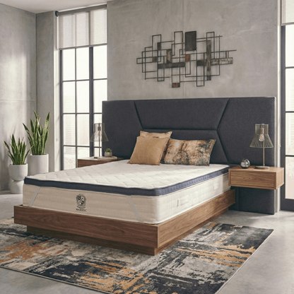 Surmatelas 2 en 1 bleu marine - LEOTOP - TOPPER 5 cm